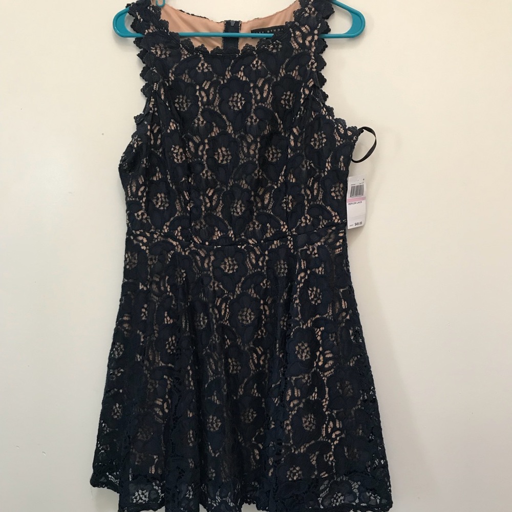 Navy and tan dress